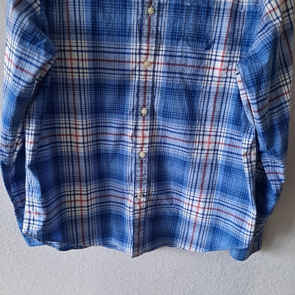 Blue Nautica Plaid Button Down Shirt - Picture 3 of 6